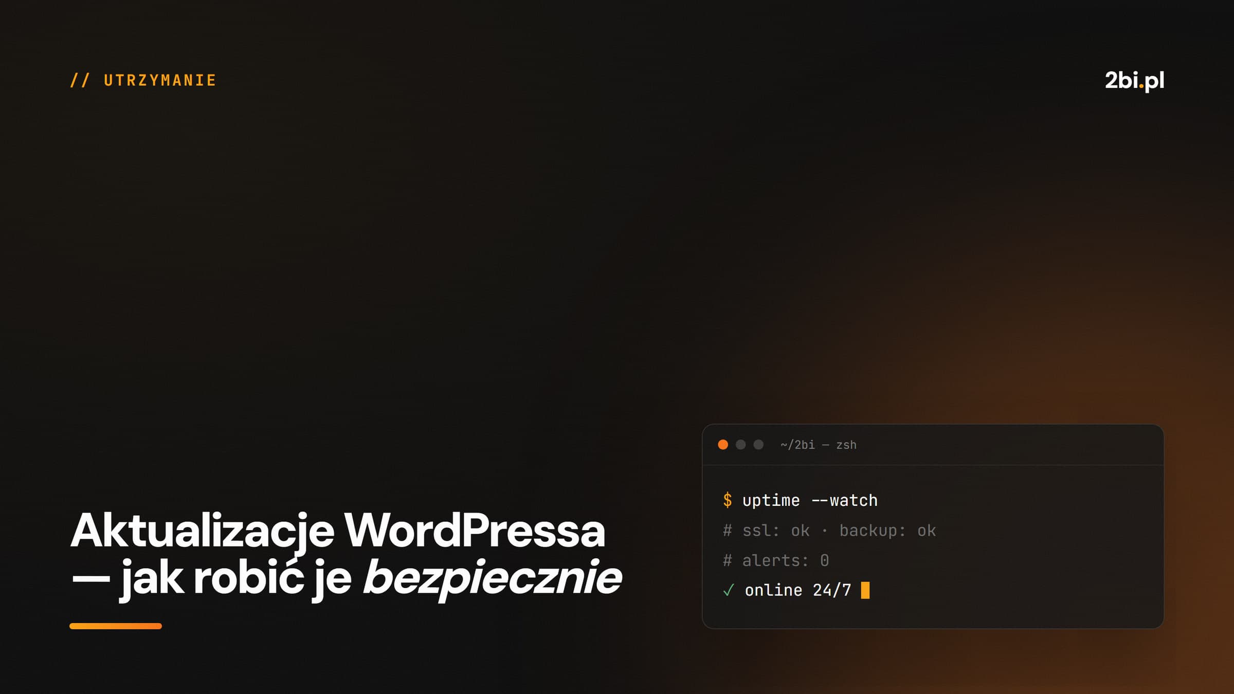Okładka wpisu „Aktualizacje WordPressa — jak robić je bezpiecznie” na blogu 2bi.pl