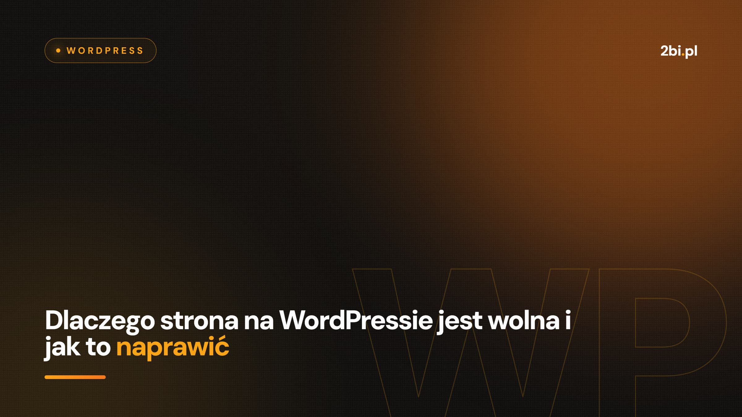 Okładka wpisu „Dlaczego strona na WordPressie jest wolna i jak to naprawić” na blogu 2bi.pl