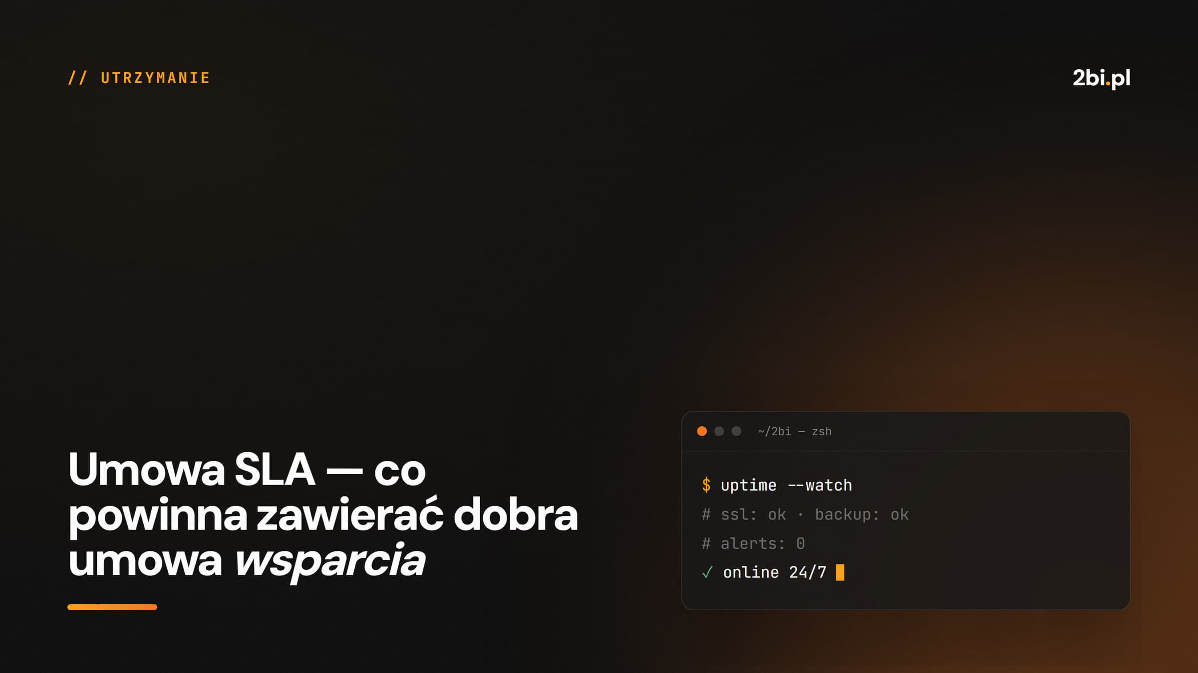Okładka wpisu „Umowa SLA — co powinna zawierać dobra umowa wsparcia” na blogu 2bi.pl